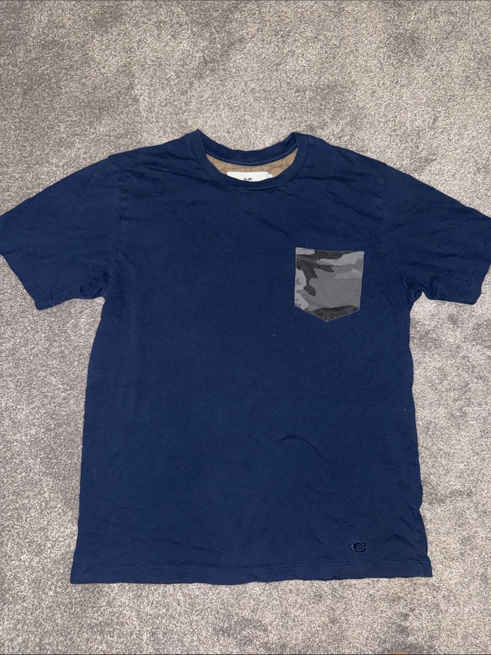 Coach Navy Short-Sleeve Pocket Tee with Gray Camo Pocket